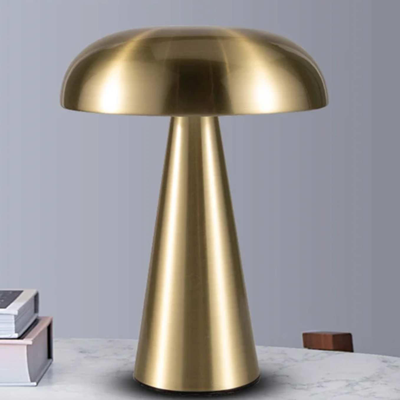 LED Paddenstoellamp Metaal met Aanraakbediening Draadloos Oplaadbaar Tafellamp Nachtlampje 21cm