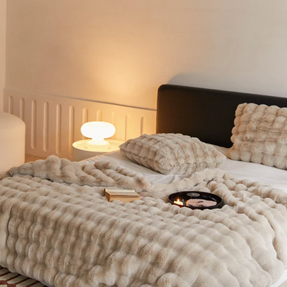 Zachte Pluche Kussenhoes 45x45cm Konijnenbont-Look Wit Beige Grijs | Woonkamer Slaapkamer Decoratief Sierkussen | Scandinavisch