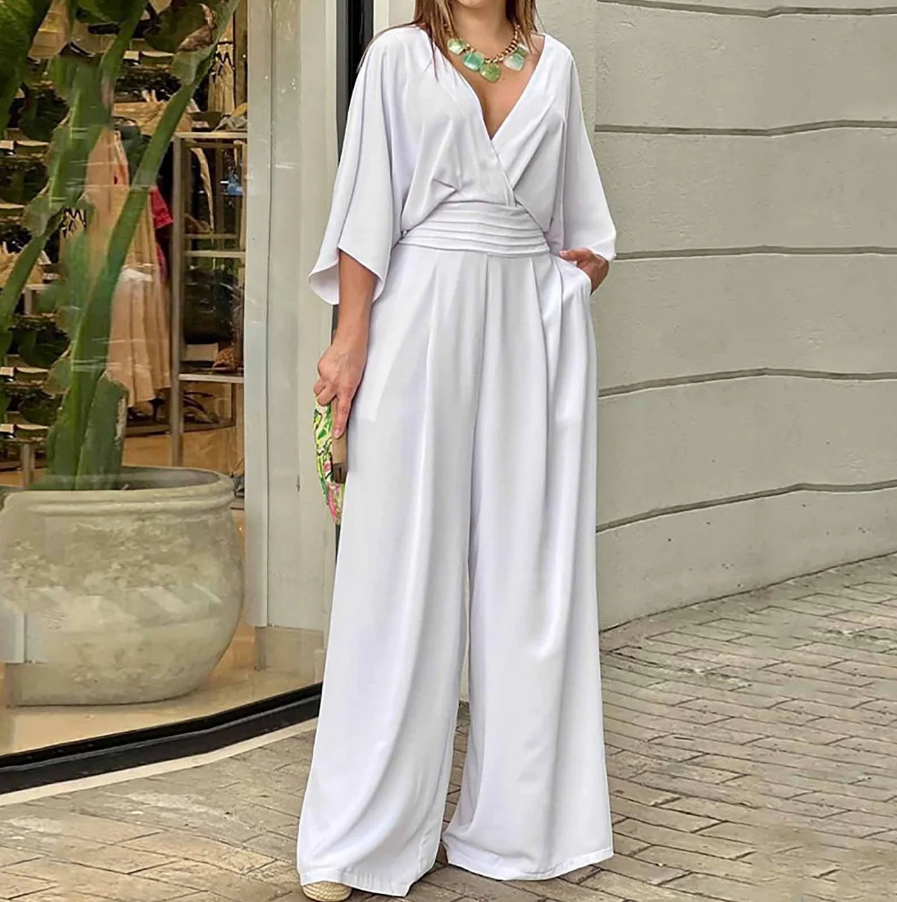 Lange Zomerjurk Met Korte Mouwen Los Vrouwelijk Model
