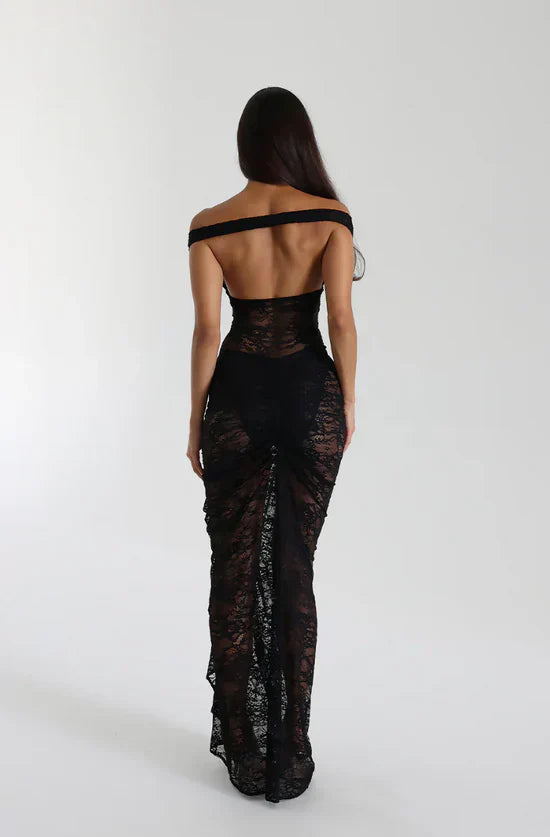 Midi Jurk van Kant - Elegante Luxe Jurk voor Vrouw