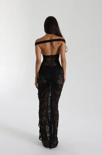 Midi Jurk van Kant - Elegante Luxe Jurk voor Vrouw