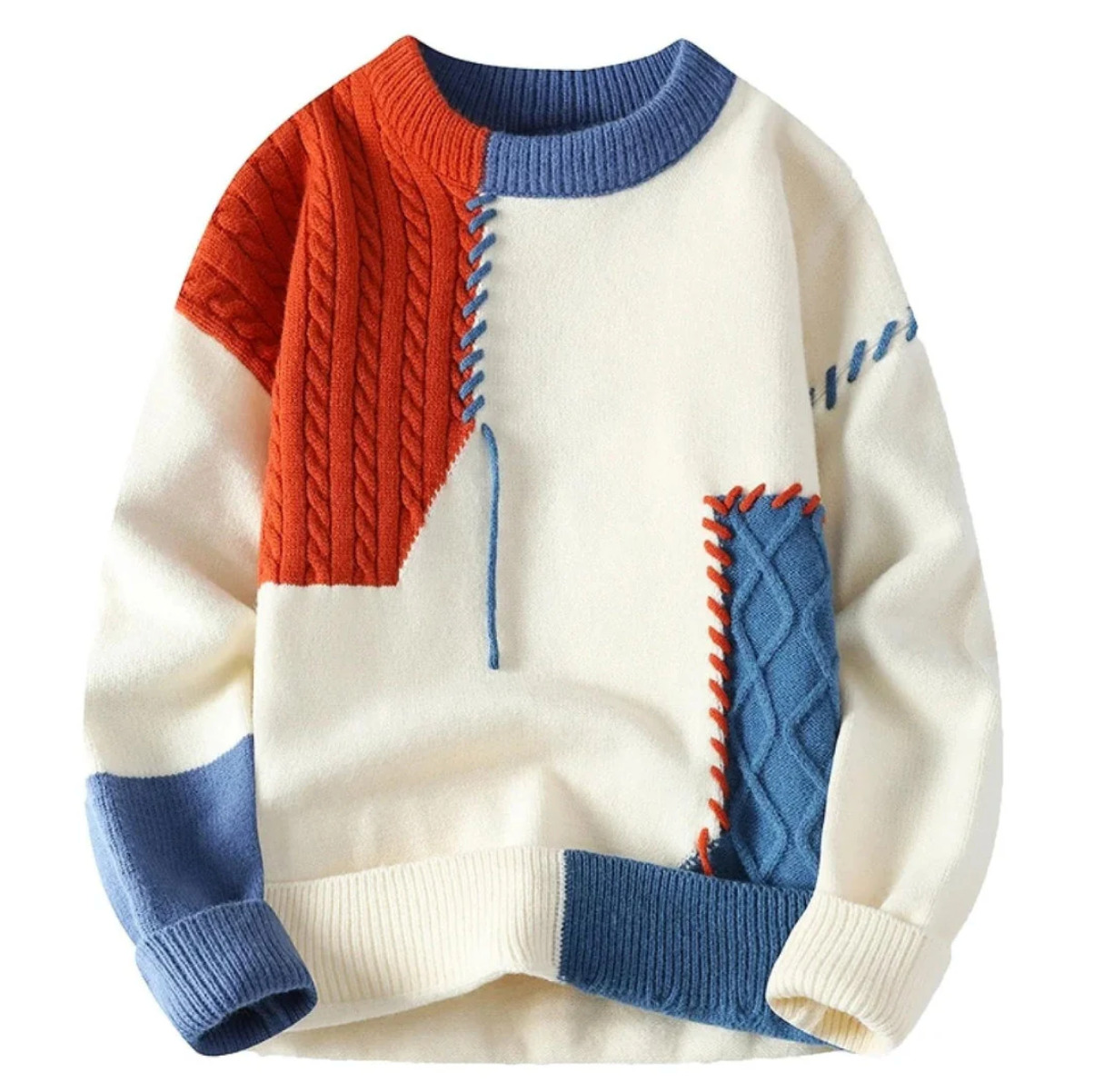 Dames Pullover Patchwork Stijl Comfortabele Pasvorm - StudioMarella