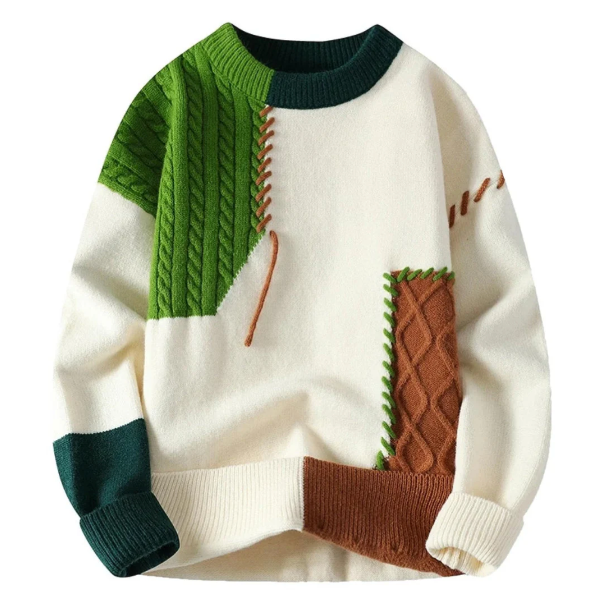 Dames Pullover Patchwork Stijl Comfortabele Pasvorm