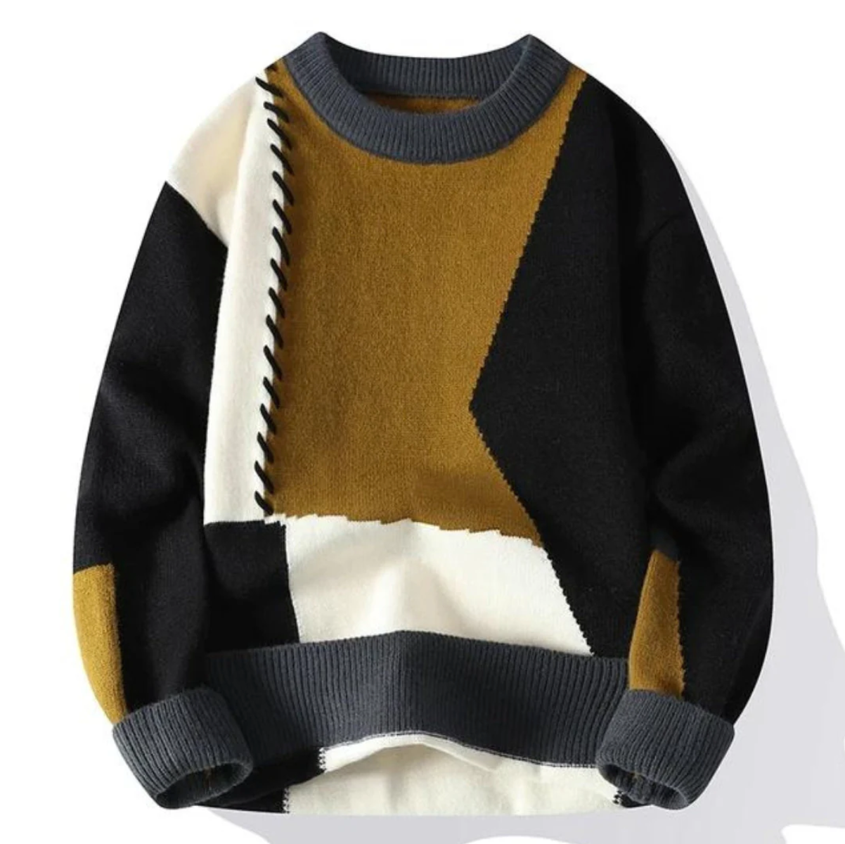 Dames Pullover Patchwork Stijl Comfortabele Pasvorm
