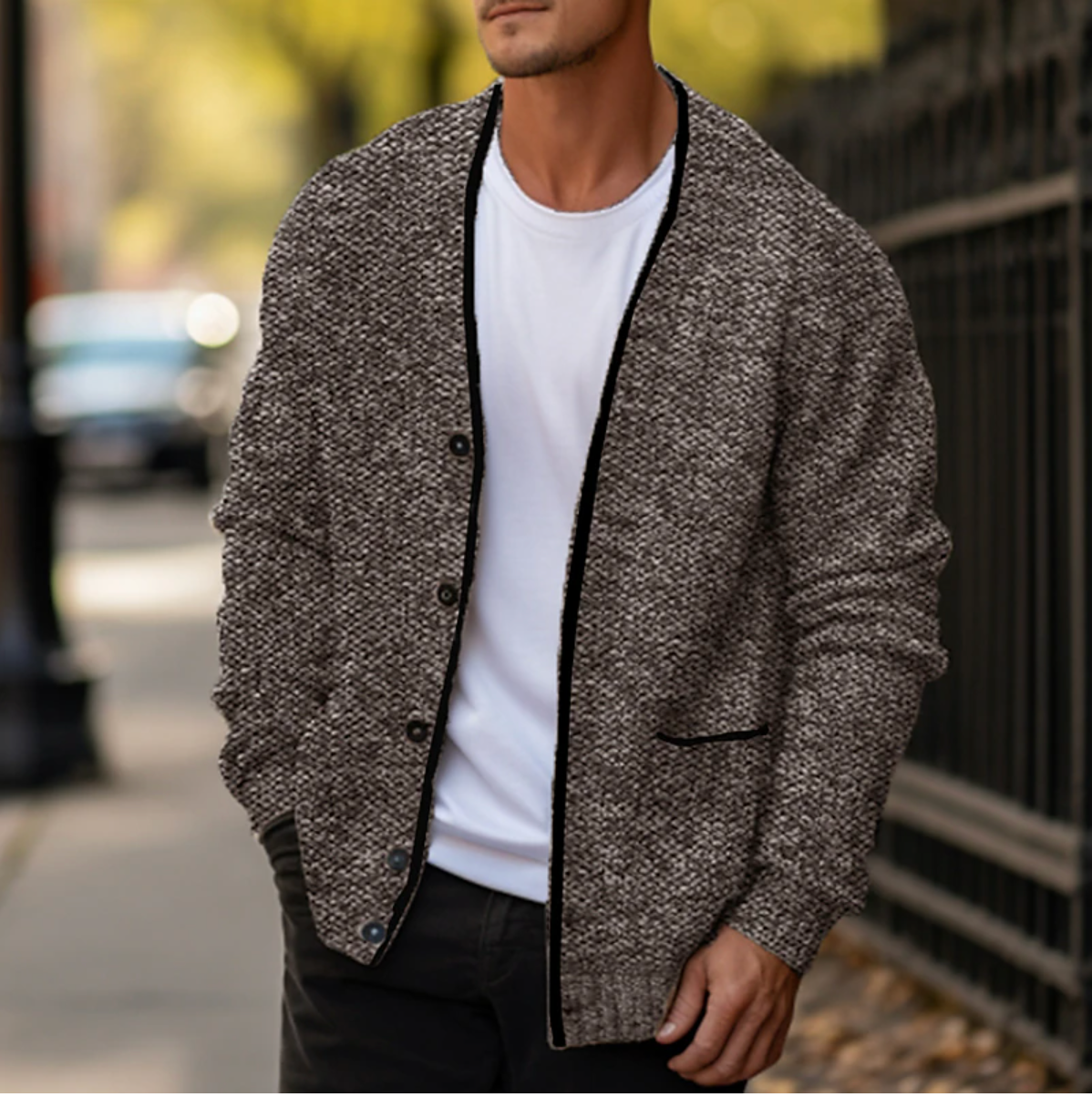 Heren Vest Warm Gebreid Cardigan Herfst Winter