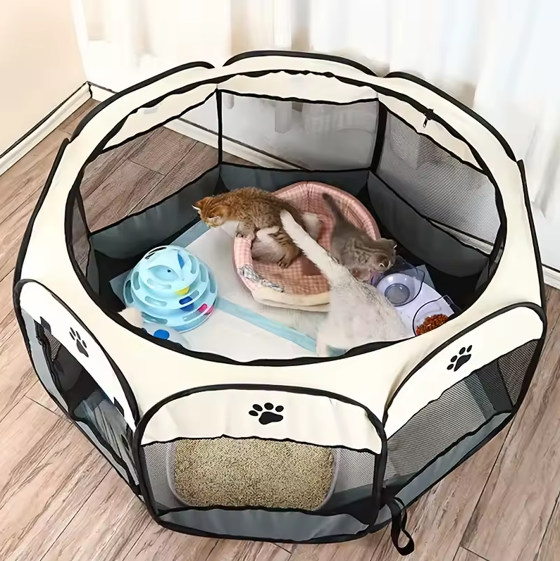 Hondenren Opvouwbaar Oxford Stof Draagbare Puppy Ren Achthoek Binnen Buiten