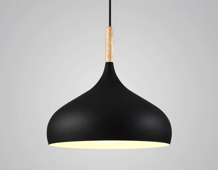 Scandinavische Hanglamp Aluminium Hout Design E27 Kleuren 24cm