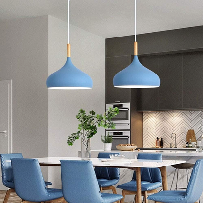 Scandinavische Hanglamp Aluminium Hout Design E27 Kleuren 24cm