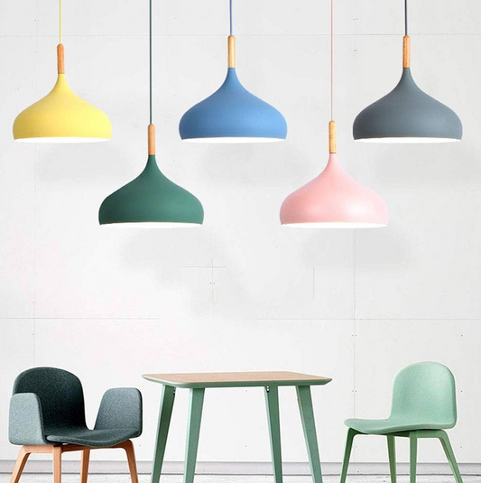 Scandinavische Hanglamp Aluminium Hout Design E27 Kleuren 24cm