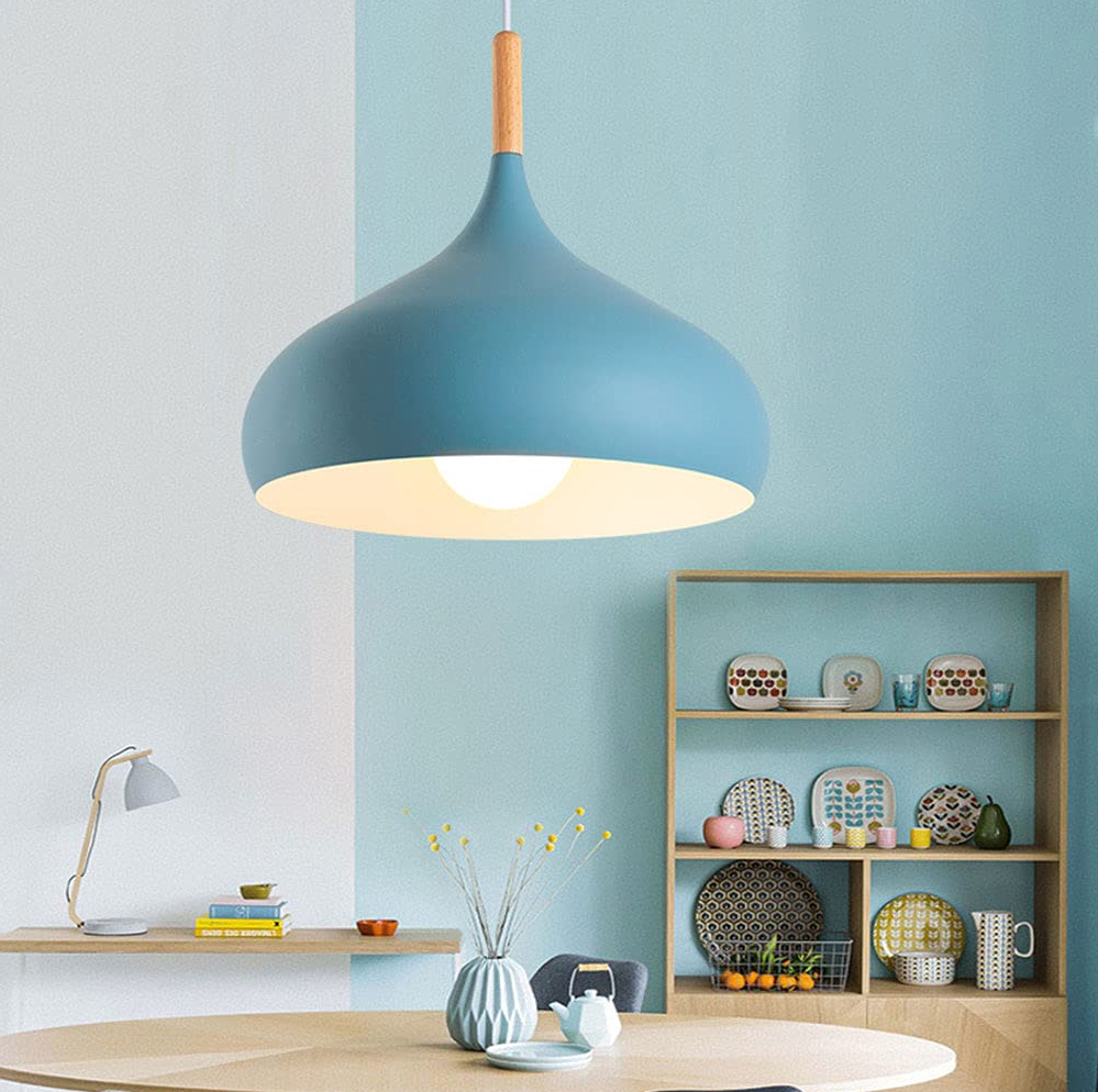 Scandinavische Hanglamp Aluminium Hout Design E27 Kleuren 24cm