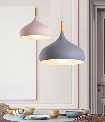 Scandinavische Hanglamp Aluminium Hout Design E27 Kleuren 24cm