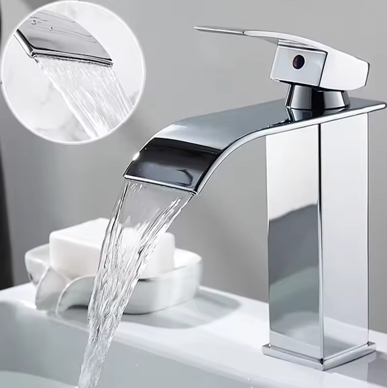 Waterval Wastafelkraan RVS Warm Koud Mengkraan Zwart Goud Zilver