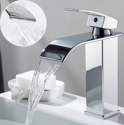 Waterval Wastafelkraan RVS Warm Koud Mengkraan Zwart Goud Zilver