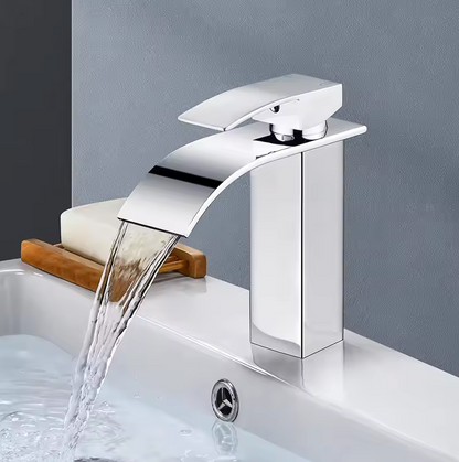 Waterval Wastafelkraan RVS Warm Koud Mengkraan Zwart Goud Zilver