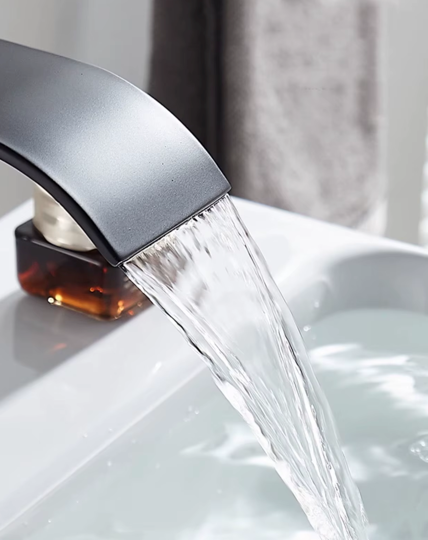 Waterval Wastafelkraan RVS Warm Koud Mengkraan Zwart Goud Zilver