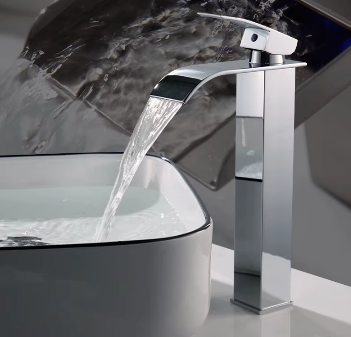 Waterval Wastafelkraan RVS Warm Koud Mengkraan Zwart Goud Zilver