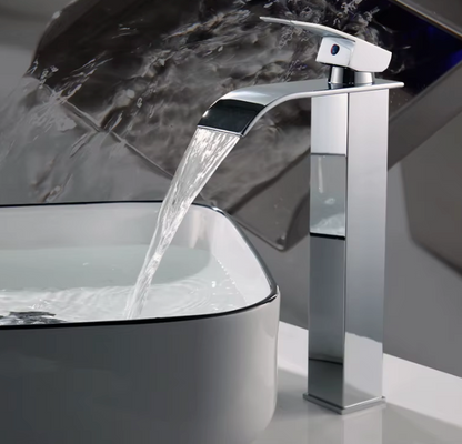 Waterval Wastafelkraan RVS Warm Koud Mengkraan Zwart Goud Zilver