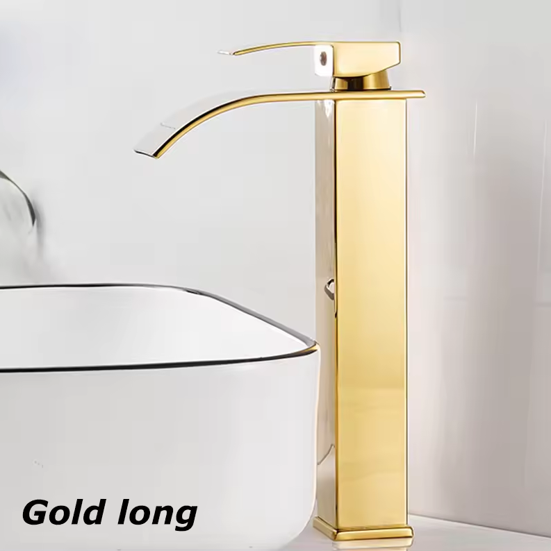 Waterval Wastafelkraan RVS Warm Koud Mengkraan Zwart Goud Zilver