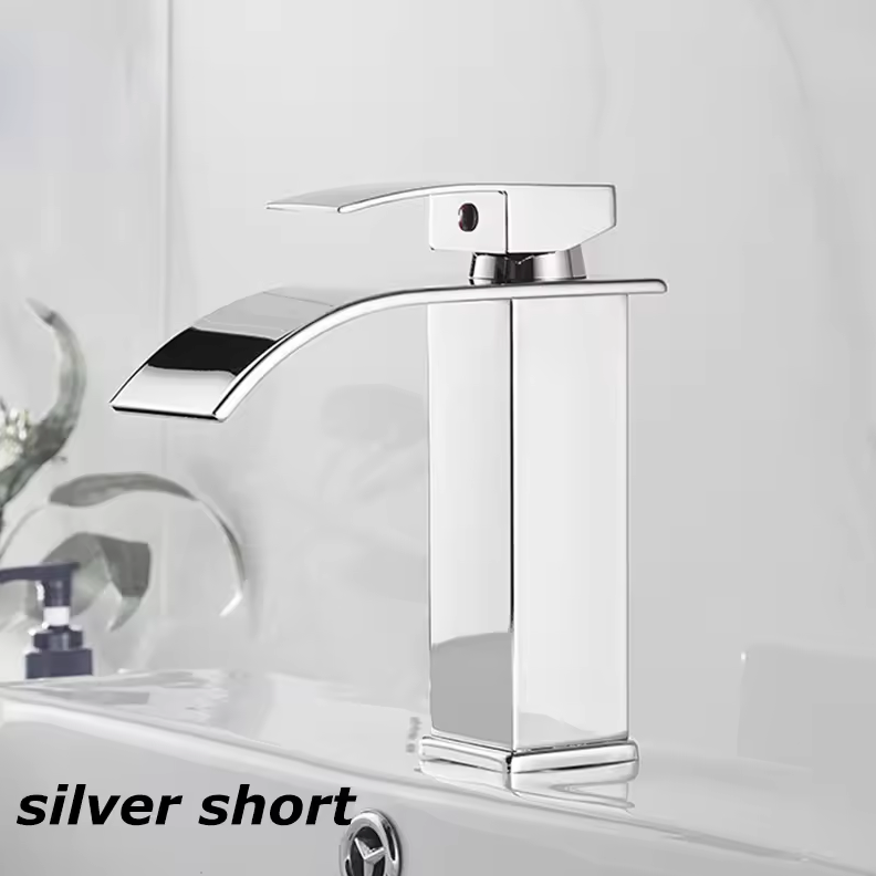 Waterval Wastafelkraan RVS Warm Koud Mengkraan Zwart Goud Zilver
