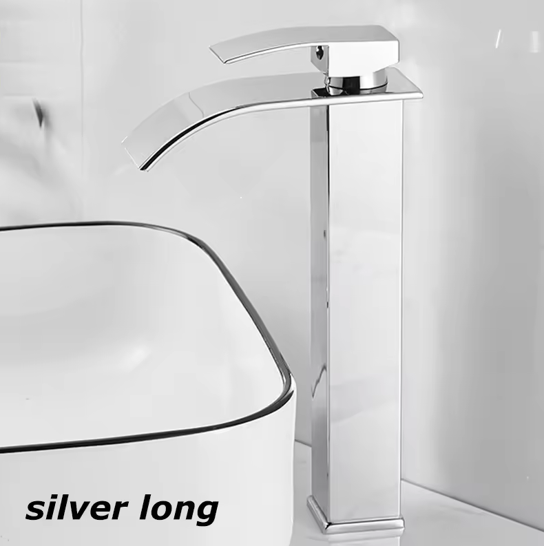 Waterval Wastafelkraan RVS Warm Koud Mengkraan Zwart Goud Zilver