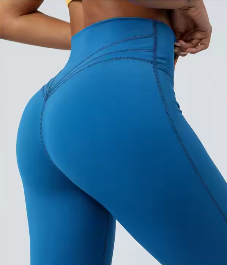 Vrouwelijke Leggings met V-hals Zwart Glad