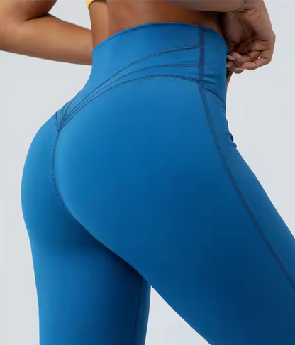 Vrouwelijke Leggings met V-hals Zwart Glad