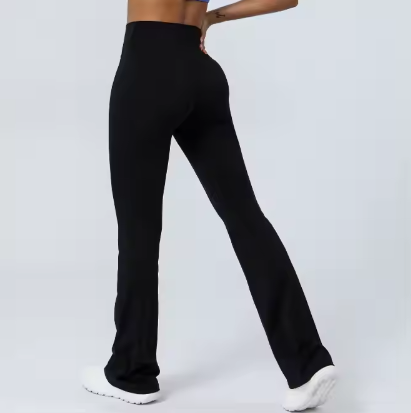 Vrouwelijke Leggings met V-hals Zwart Glad