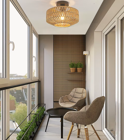 Rotan Hanglamp Handgeweven Natuurlijke Plafondlamp Bruin E27 Woonkamer