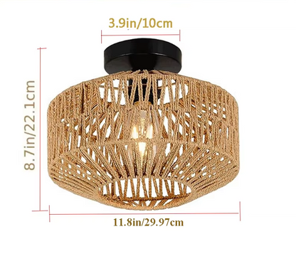 Rotan Hanglamp Handgeweven Natuurlijke Plafondlamp Bruin E27 Woonkamer