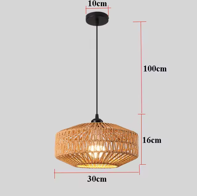 Rotan Hanglamp Handgeweven Natuurlijke Plafondlamp Bruin E27 Woonkamer