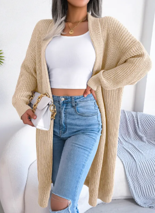 Dames Kasjmier Vest Gebreid Lange Mouwen Zacht Casual