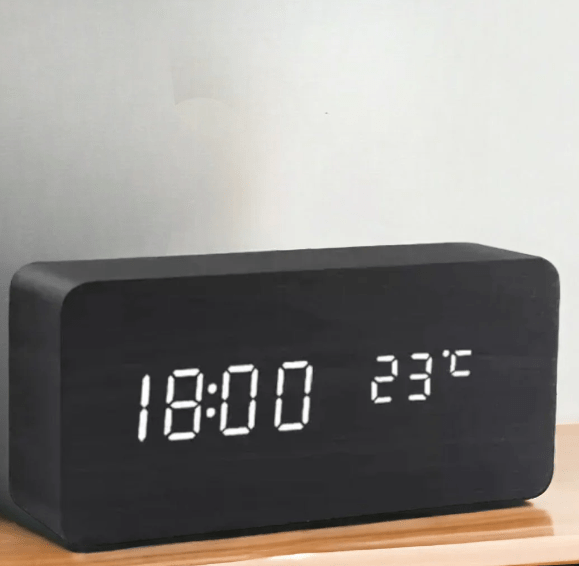 LED Houten Wekker met Spraakactivatie & Minimalistisch Design – Sansoti