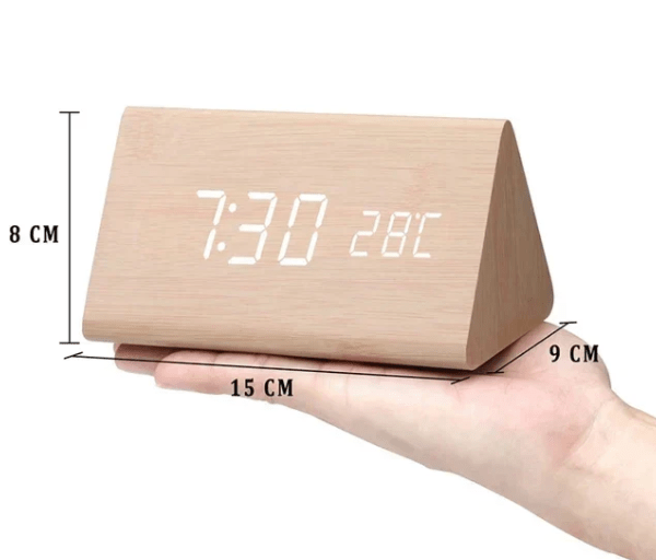 LED Houten Wekker met Spraakactivatie & Minimalistisch Design – Sansoti