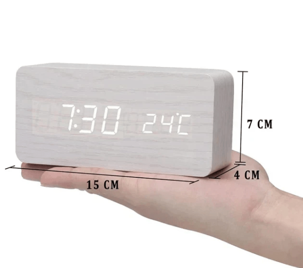 LED Houten Wekker met Spraakactivatie & Minimalistisch Design – Sansoti