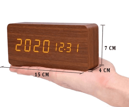 LED Houten Wekker met Spraakactivatie & Minimalistisch Design – Sansoti