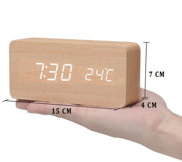 LED Houten Wekker met Spraakactivatie & Minimalistisch Design – Sansoti