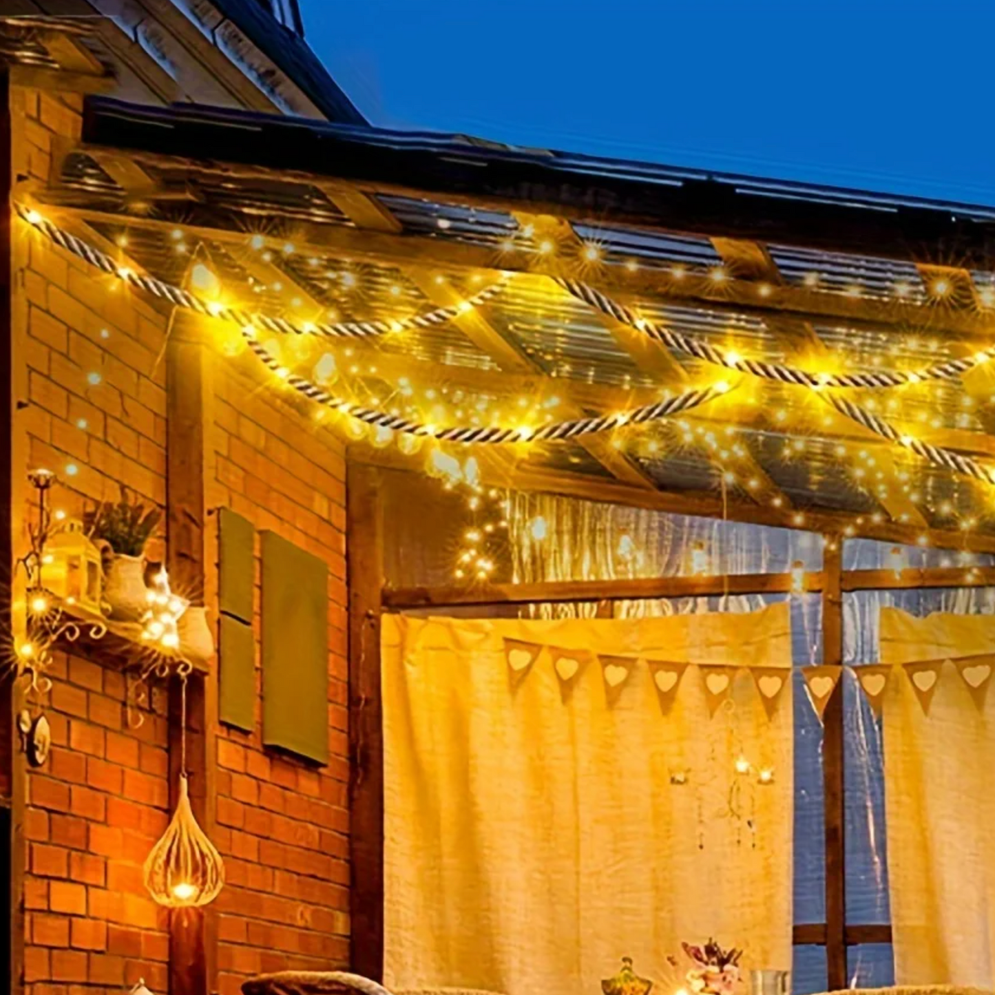 Solar Henneptouw Tuinverlichting 5 Meter met Warm LED-licht