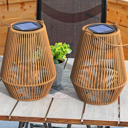 Solarlantaarn Rotan Sfeerverlichting LED Automatische Sensor Waterdicht IP65 Draadloos Tuinlamp 21cm
