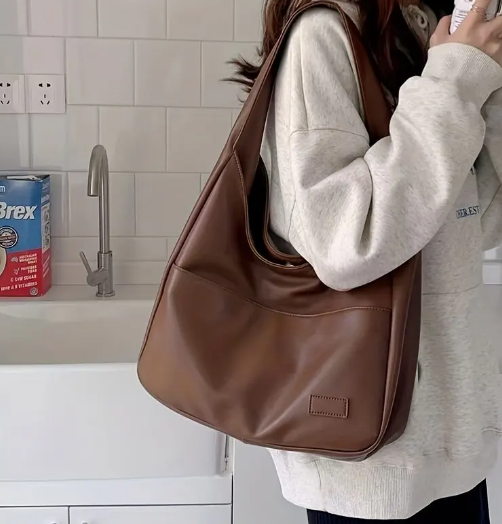 Leren Handtas Bruin-Zwart Elegant met Verstelbare Riem