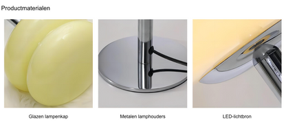 Bauhaus Tafellamp Glas Design Italiaans Dimbaar LED Nachtlamp USB