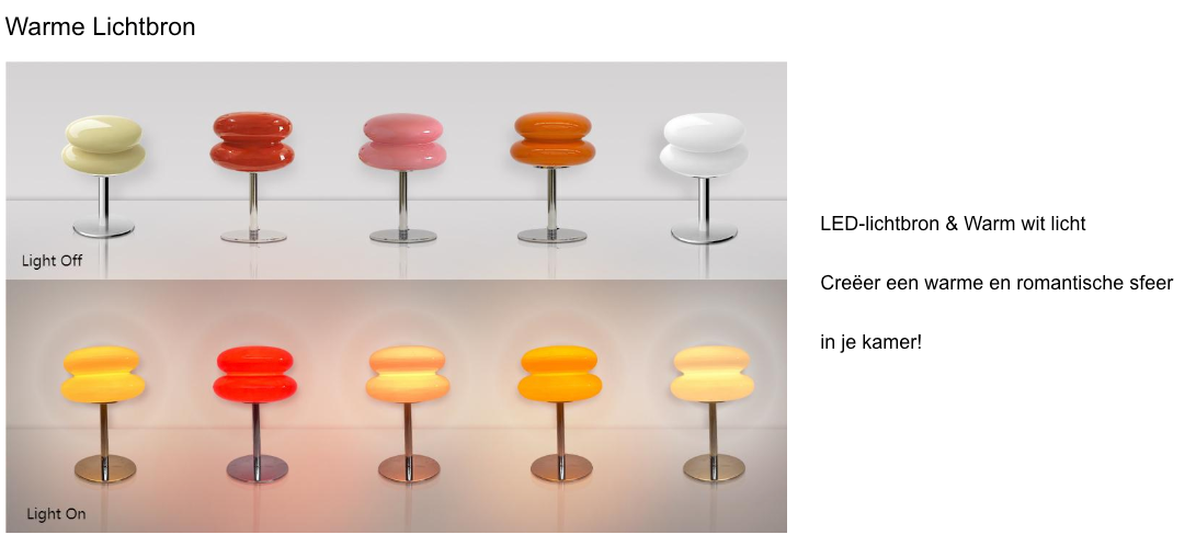Bauhaus Tafellamp Glas Design Italiaans Dimbaar LED Nachtlamp USB