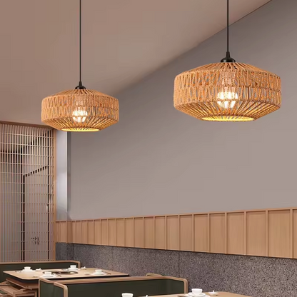 Rotan Hanglamp Handgeweven Natuurlijke Plafondlamp Bruin E27 Woonkamer