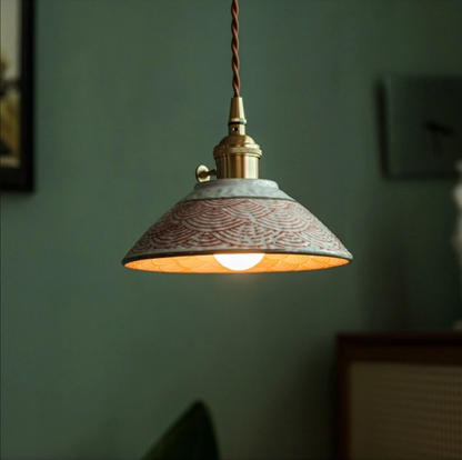 Hanglamp Keukeneiland Keramiek Koperen Fitting Handgeschilderd Bloemmotief E27 4 Dessins