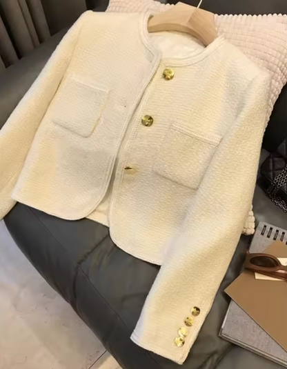 Dames Colbert Jas van Tweed met Refined Knopen Elegante Look
