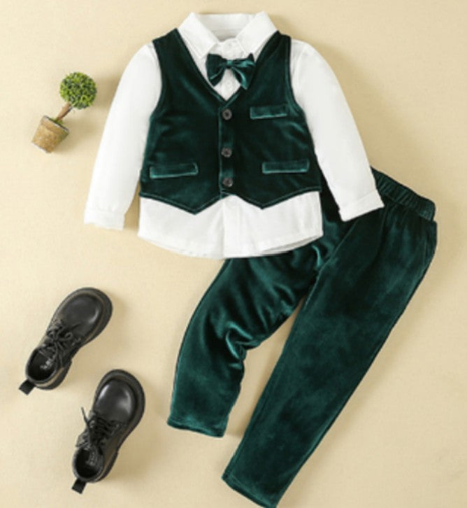3-Delig Jongenspak met Blauw Overhemd, Gilet en Broek voor Feestelijke Gelegenheden, Ceremonies en Bruiloften