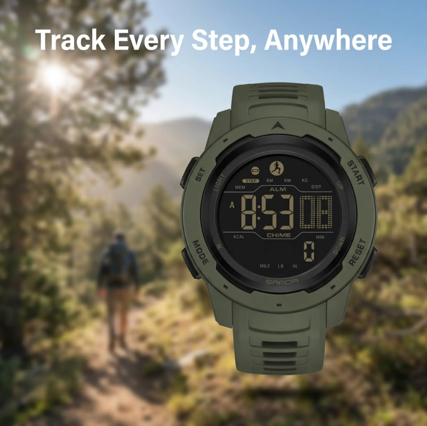 Digitaal Sporthorloge met Stappenteller – Waterbestendig Outdoorhorloge 5 Bar Waterdicht