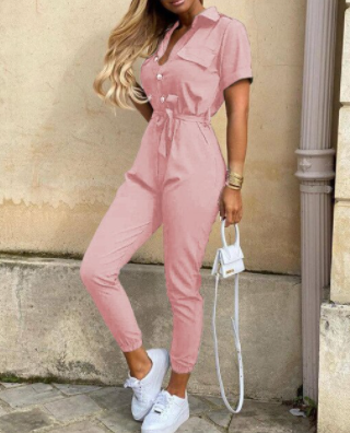 Jumpsuit Elegante Knoopsluiting Minimalistisch Design