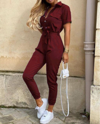 Jumpsuit Elegante Knoopsluiting Minimalistisch Design