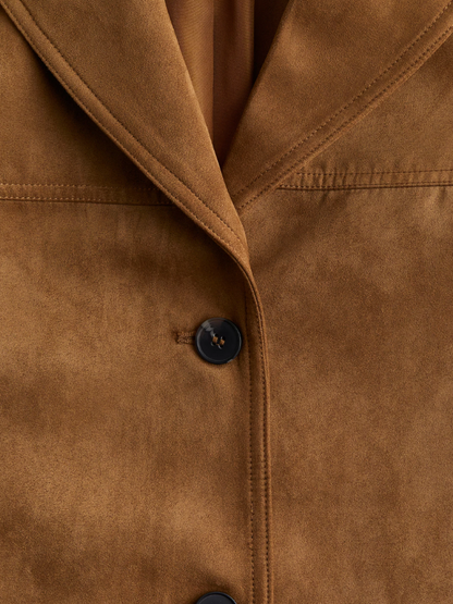 Luxe Trenchcoat Suède Mantel Dames
