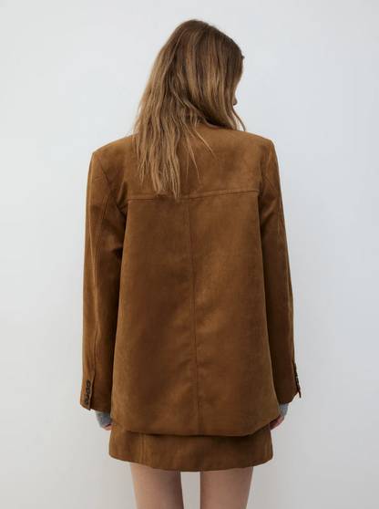 Luxe Trenchcoat Suède Mantel Dames